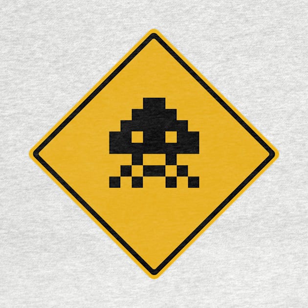 Invader 03 Silhouette Road Sign by Dalekboy